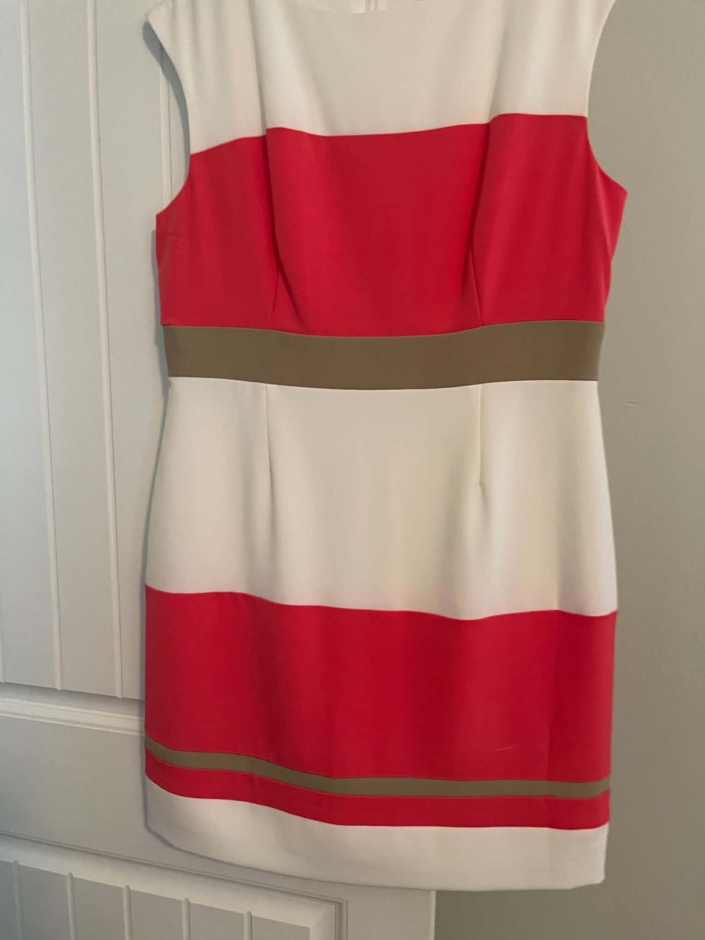 Studio One White, Hot Pink & Tan Colorblock Mini Dress